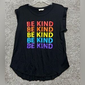 Rebel Society Woman’s Be Kind Black Short Sleeve Tee Shirt Size Large